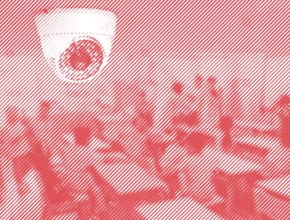 A graphic of a security camera in a classroom.